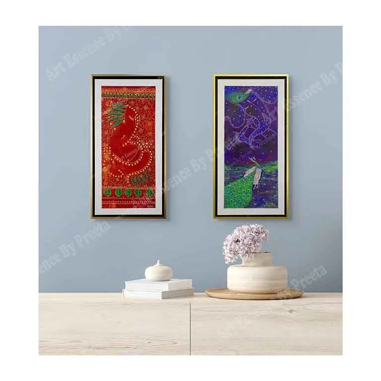 Abstract Ganesha Art in Droplet Shapes | Pink, White & Purple Hues